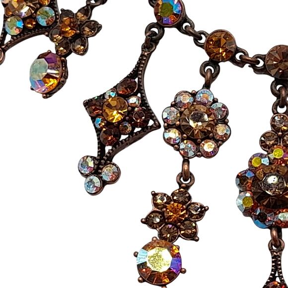 Felecia Topaz Rhinestone Dangle Necklace, Bronze Tone, 17 1/2 Inches, China - Picture 6 of 14